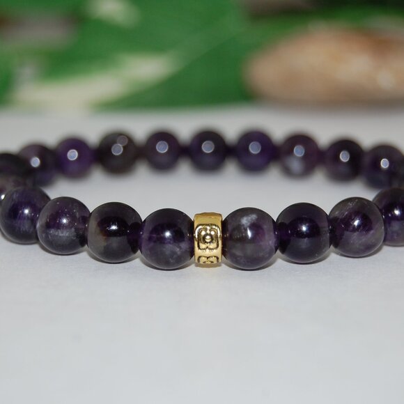 Amethyst Bracelet,Purple Amethyst Bracelet,Amethyst Gemstone 8mm Beads - Picture 1 of 2